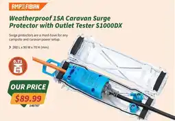 Tentworld Weatherproof 15A Caravan Surge Protector with Outlet Tester S1000DX offer