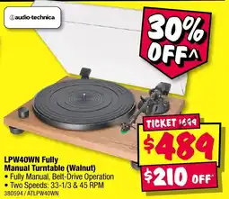 JB Hi-Fi audio-technica LPW40WN Fully Manual Turntable (Walnut) offer