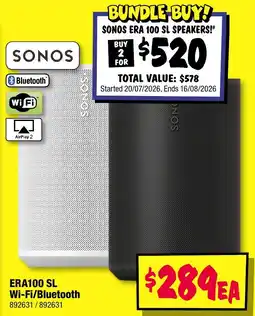 JB Hi-Fi Sonos ERA100 SL Wi-Fi/Bluetooth Speaker offer