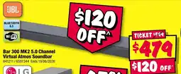 JB Hi-Fi JBL Bar 300 MK2 5.0 Channel Virtual Atmos Soundbar offer