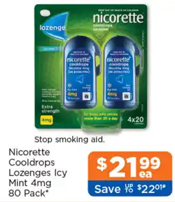 Good Price Pharmacy Nicorette Cooldrops Lozenges Icy Mint 4mg offer