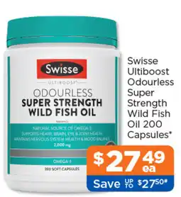 Good Price Pharmacy Swisse Ultiboost Odourless Super Strength Wild Fish Oil offer