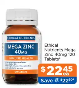 Good Price Pharmacy Ethical Nutrients Mega Zinc 40mg offer
