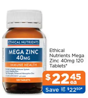 Good Price Pharmacy Ethical Nutrients Mega Zinc 40mg offer