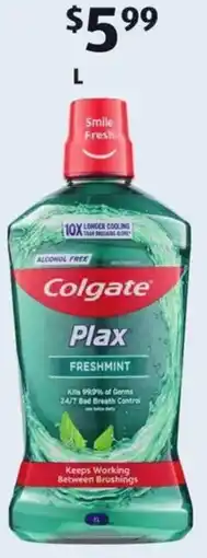 ALDI Colgate Plax Freshmint Mouthwash offer