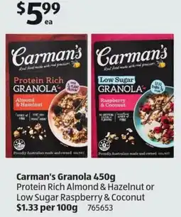 ALDI Carman's Granola offer