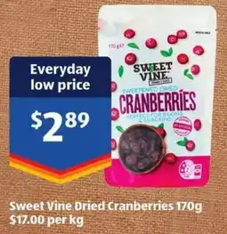 ALDI Sweet Vine Dried Cranberries offer