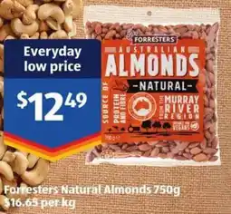 ALDI Forresters Natural Almonds offer