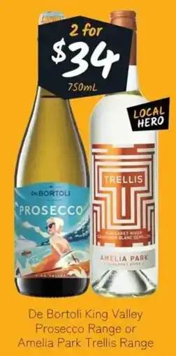 Cellarbrations De bortoli king valley prosecco range or amelia park trellis range offer
