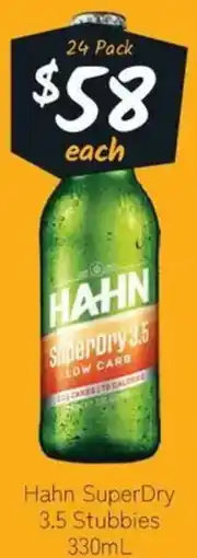 Cellarbrations Hahn superdry 3.5 stubbies offer