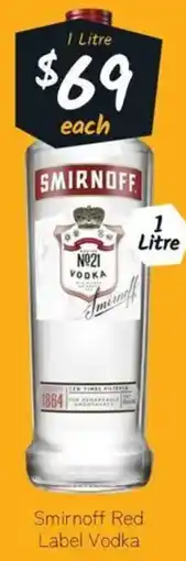 Cellarbrations Smirnoff red label vodka offer