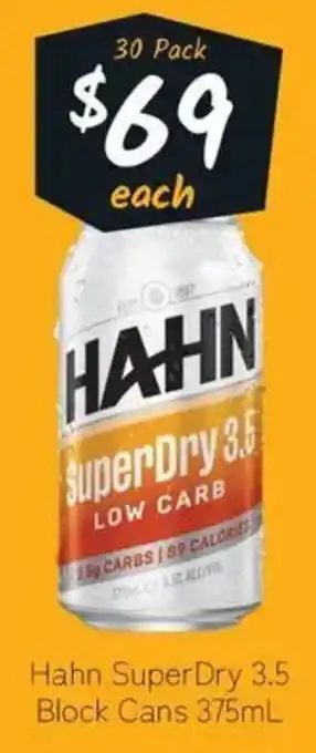 Cellarbrations Hahn superdry 3.5 block cans offer