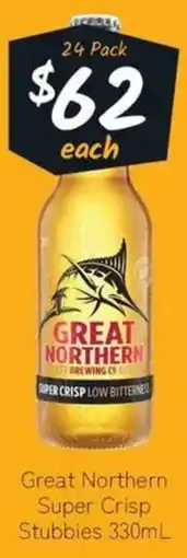 Cellarbrations Great northern super crisp stubbies offer
