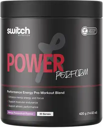 Switch nutrition power perform pre-workout blend mango passionfruit