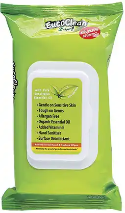 healthylife Eucoclean 2-in-1 anti-bacterial hand & surface wipes offer