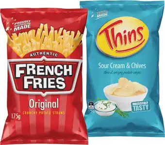 IGA French Fries 175g or Thins Chips 150‑175g Selected Varieties offer