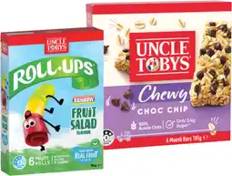 IGA Uncle Tobys Roll-Ups, Muesli Bars 5-6 Pack or Nestlé Nesquik Bar 6 Pack Selected Varieties offer