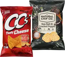 IGA CC’s Corn Chips, The Natural Chip Co. or Samboy Chips 175g Selected Varieties offer