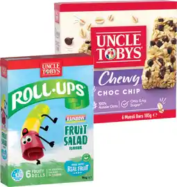 IGA Uncle Tobys Muesli Bars 5‑6 Pack or Roll‑Ups 6 Pack Selected Varieties offer