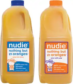 IGA Nudie Orange Juice with Pulp or Pulp Free 2 Litre offer