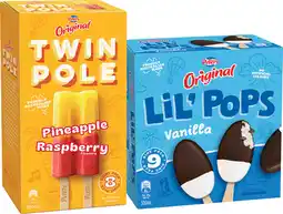 IGA Peters Original Twin Pole 8 Pack or LiL’ Pops Ice Cream 9 Pack Selected Varieties offer
