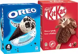 IGA Nestlé Kit Kat or Oreo Ice Cream 4 Pack Selected Varieties offer