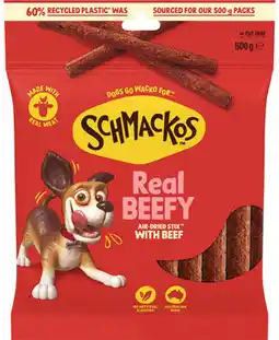 IGA Schmackos Strapz or Stix Dog Treats 500g Selected Varieties offer