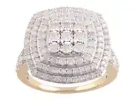 Shiels Sterling Silver and 9ct Yellow Gold 2 Carat Diamond Cluster Ring offer