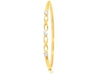 Shiels 9ct Yellow Gold Silver Filled Infinity White Cubic Zirconia Hinge Bangle 61mm offer