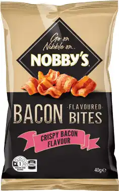IGA Nobby’s Bacon Flavoured Bites, Pork Crackle 40-50g, Twisties or Doritos 40-45g Selected Varieties offer