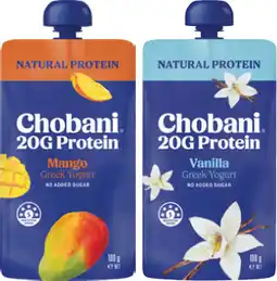 IGA Chobani Protein Greek Yogurt Pouch Selected Varieties offer