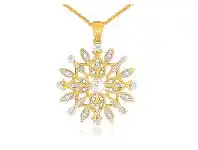 Grahams Jewellers 9ct Yellow Gold Snowflake Pendant on 45cm Chain with 17 Diamonds offer