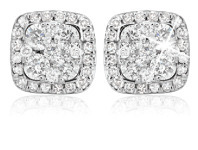 9ct White Gold Radiant Diamond Stud Earrings