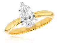 Grahams Jewellers 18ct Yellow Gold 1 Carat Pear IJ SI Gia Certified Diamond Solitaire Ring in 3 Claws offer