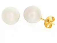 Grahams Jewellers &#039;Elena&#039; 9ct Yellow Gold White 8-10mm South Sea Pearl Stud Earrings offer