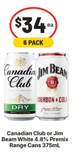 IGA Canadian Club or Jim Beam White 4.8% Premix Range Cans offer