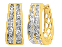 Shiels 9ct Yellow Gold 1 Carat Diamond Double Row Hoop Earrings offer