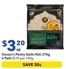 Ritchies Simson's Pantry Garlic Roti offer