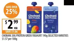 Supabarn Chobani 20G Protein Greek Yoghurt offer