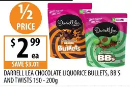 Supabarn Darrell Lea Chocolate Liquorice Bullets, BB's and Twists offer