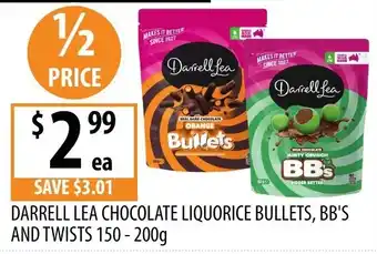 Supabarn Darrell Lea Chocolate Liquorice Bullets, BB's and Twists offer