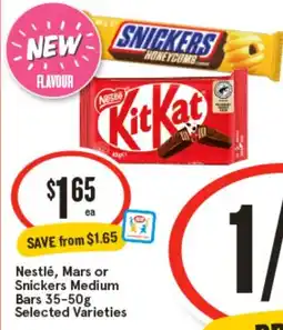 IGA Nestlé, Mars or Snickers Medium Bars Selected Varieties offer