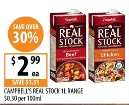 Supabarn Campbell's Real Stock 1L Range offer