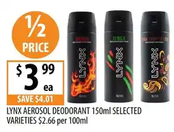 Supabarn Lynx Aerosol Deodorant offer