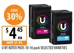 Supabarn U by Kotex Pads Selected Varieties offer