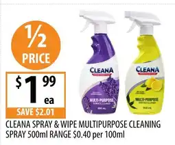 Supabarn Cleana Spray & Wipe Multipurpose Cleaning Spray offer