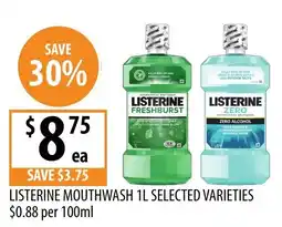 Supabarn Listerine Mouthwash 1L Selected Varieties offer