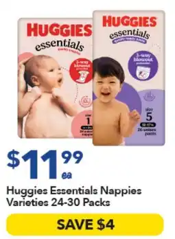 Ritchies Huggies Essentials Nappies Varieties offer