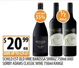 Supabarn Schild Est Old Vine Barossa Shiraz and Sorby Adams Classic Wine offer