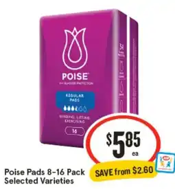 IGA Poise Pads 8-16 Pack Selected Varieties offer